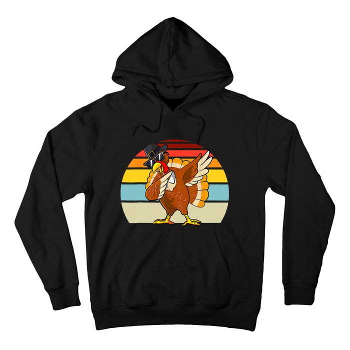 Turkey Day Thanksgiving Dabbing Pilgrim Vintage Retro Hoodie