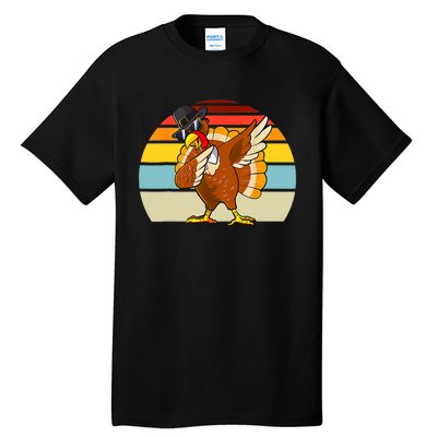 Turkey Day Thanksgiving Dabbing Pilgrim Vintage Retro Tall T-Shirt