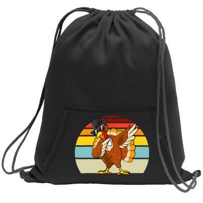 Turkey Day Thanksgiving Dabbing Pilgrim Vintage Retro Sweatshirt Cinch Pack Bag