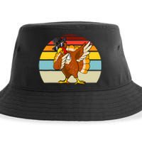 Turkey Day Thanksgiving Dabbing Pilgrim Vintage Retro Sustainable Bucket Hat