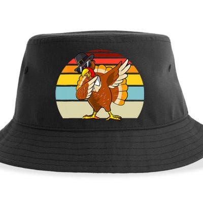 Turkey Day Thanksgiving Dabbing Pilgrim Vintage Retro Sustainable Bucket Hat