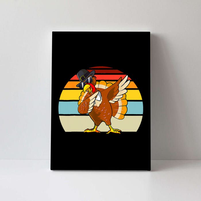 Turkey Day Thanksgiving Dabbing Pilgrim Vintage Retro Canvas