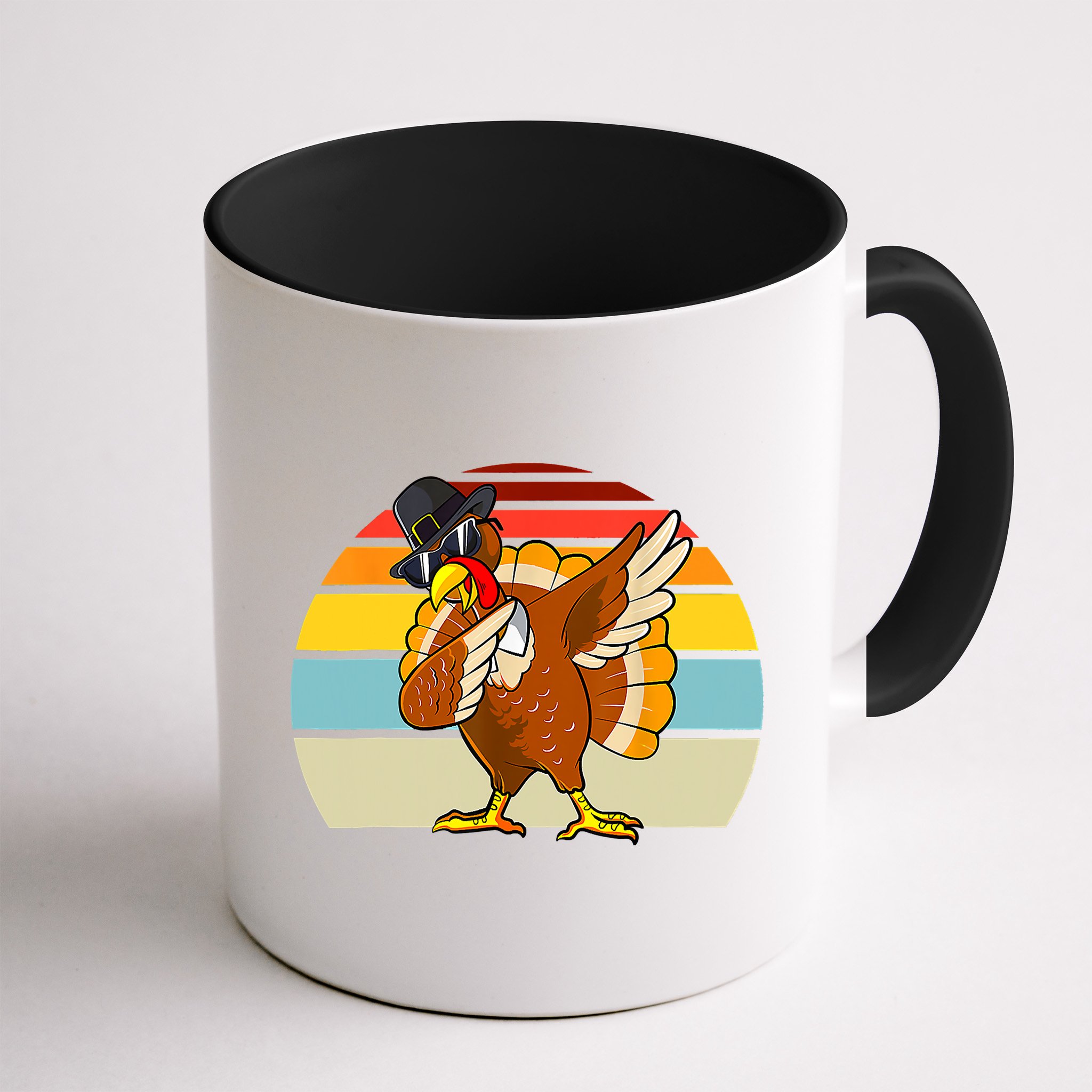 Turkey Day Thanksgiving Dabbing Pilgrim Vintage Retro Mug
