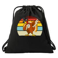 Turkey Day Thanksgiving Dabbing Pilgrim Vintage Retro Drawstring Bag