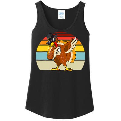 Turkey Day Thanksgiving Dabbing Pilgrim Vintage Retro Ladies Essential Tank