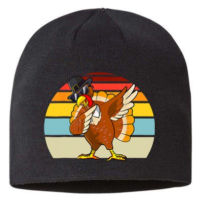 Turkey Day Thanksgiving Dabbing Pilgrim Vintage Retro Sustainable Beanie