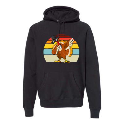 Turkey Day Thanksgiving Dabbing Pilgrim Vintage Retro Premium Hoodie