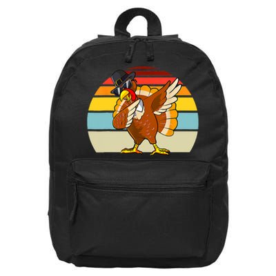 Turkey Day Thanksgiving Dabbing Pilgrim Vintage Retro 16 in Basic Backpack