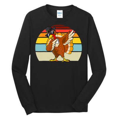 Turkey Day Thanksgiving Dabbing Pilgrim Vintage Retro Tall Long Sleeve T-Shirt