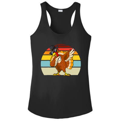 Turkey Day Thanksgiving Dabbing Pilgrim Vintage Retro Ladies PosiCharge Competitor Racerback Tank