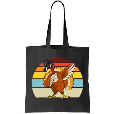 Turkey Day Thanksgiving Dabbing Pilgrim Vintage Retro Tote Bag