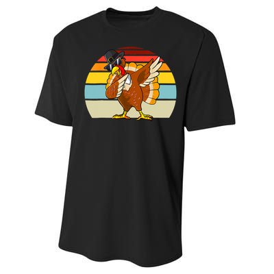 Turkey Day Thanksgiving Dabbing Pilgrim Vintage Retro Performance Sprint T-Shirt