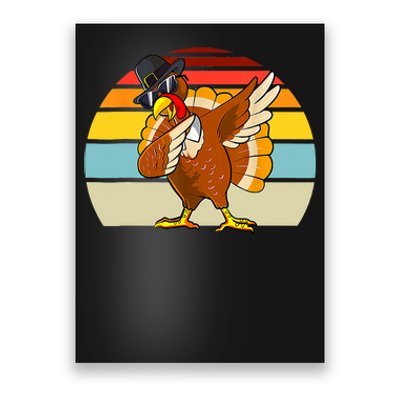 Turkey Day Thanksgiving Dabbing Pilgrim Vintage Retro Poster