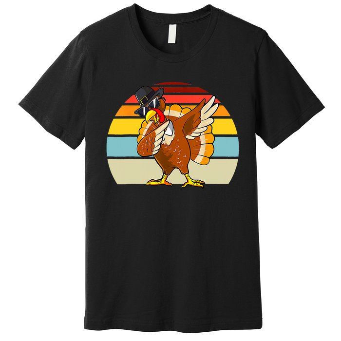 Turkey Day Thanksgiving Dabbing Pilgrim Vintage Retro Premium T-Shirt