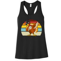 Turkey Day Thanksgiving Dabbing Pilgrim Vintage Retro Women's Racerback Tank