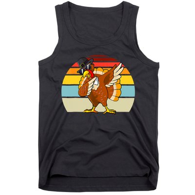 Turkey Day Thanksgiving Dabbing Pilgrim Vintage Retro Tank Top