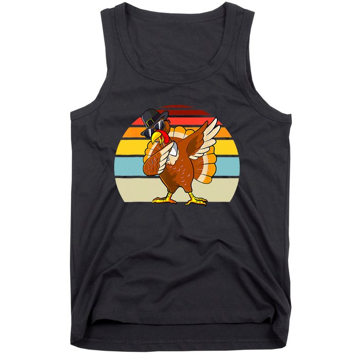 Turkey Day Thanksgiving Dabbing Pilgrim Vintage Retro Tank Top