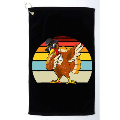 Turkey Day Thanksgiving Dabbing Pilgrim Vintage Retro Platinum Collection Golf Towel