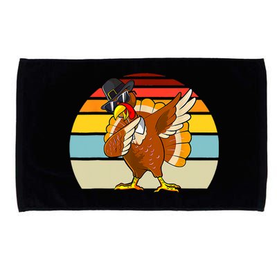 Turkey Day Thanksgiving Dabbing Pilgrim Vintage Retro Microfiber Hand Towel