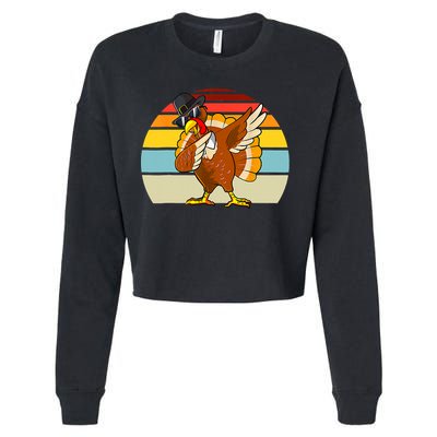 Turkey Day Thanksgiving Dabbing Pilgrim Vintage Retro Cropped Pullover Crew