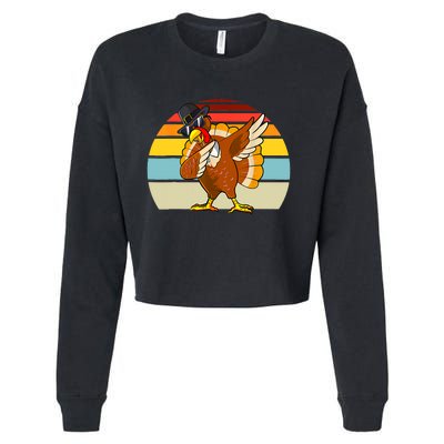 Turkey Day Thanksgiving Dabbing Pilgrim Vintage Retro Cropped Pullover Crew