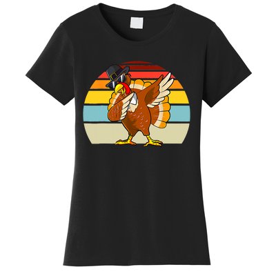 Turkey Day Thanksgiving Dabbing Pilgrim Vintage Retro Women's T-Shirt