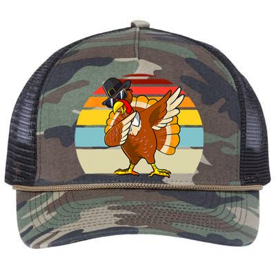 Turkey Day Thanksgiving Dabbing Pilgrim Vintage Retro Retro Rope Trucker Hat Cap