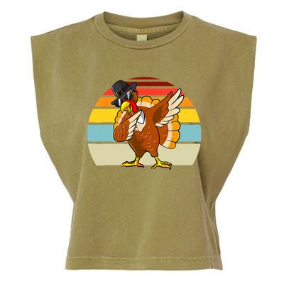 Turkey Day Thanksgiving Dabbing Pilgrim Vintage Retro Garment-Dyed Women's Muscle Tee