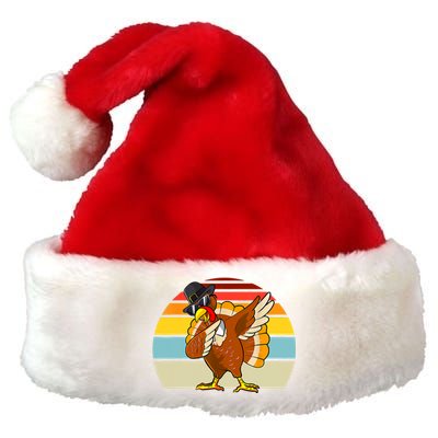 Turkey Day Thanksgiving Dabbing Pilgrim Vintage Retro Premium Christmas Santa Hat