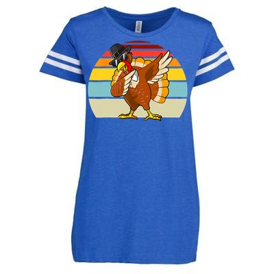 Turkey Day Thanksgiving Dabbing Pilgrim Vintage Retro Enza Ladies Jersey Football T-Shirt