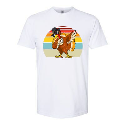 Turkey Day Thanksgiving Dabbing Pilgrim Vintage Retro Softstyle CVC T-Shirt