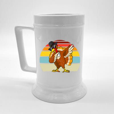 Turkey Day Thanksgiving Dabbing Pilgrim Vintage Retro Beer Stein