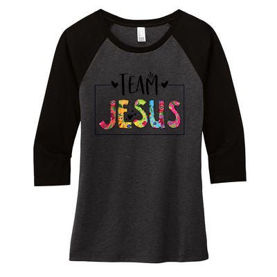 Tie Dye Team Jesus Cool Mom And Christian Thanksgiving Women's Tri-Blend 3/4-Sleeve Raglan Shirt