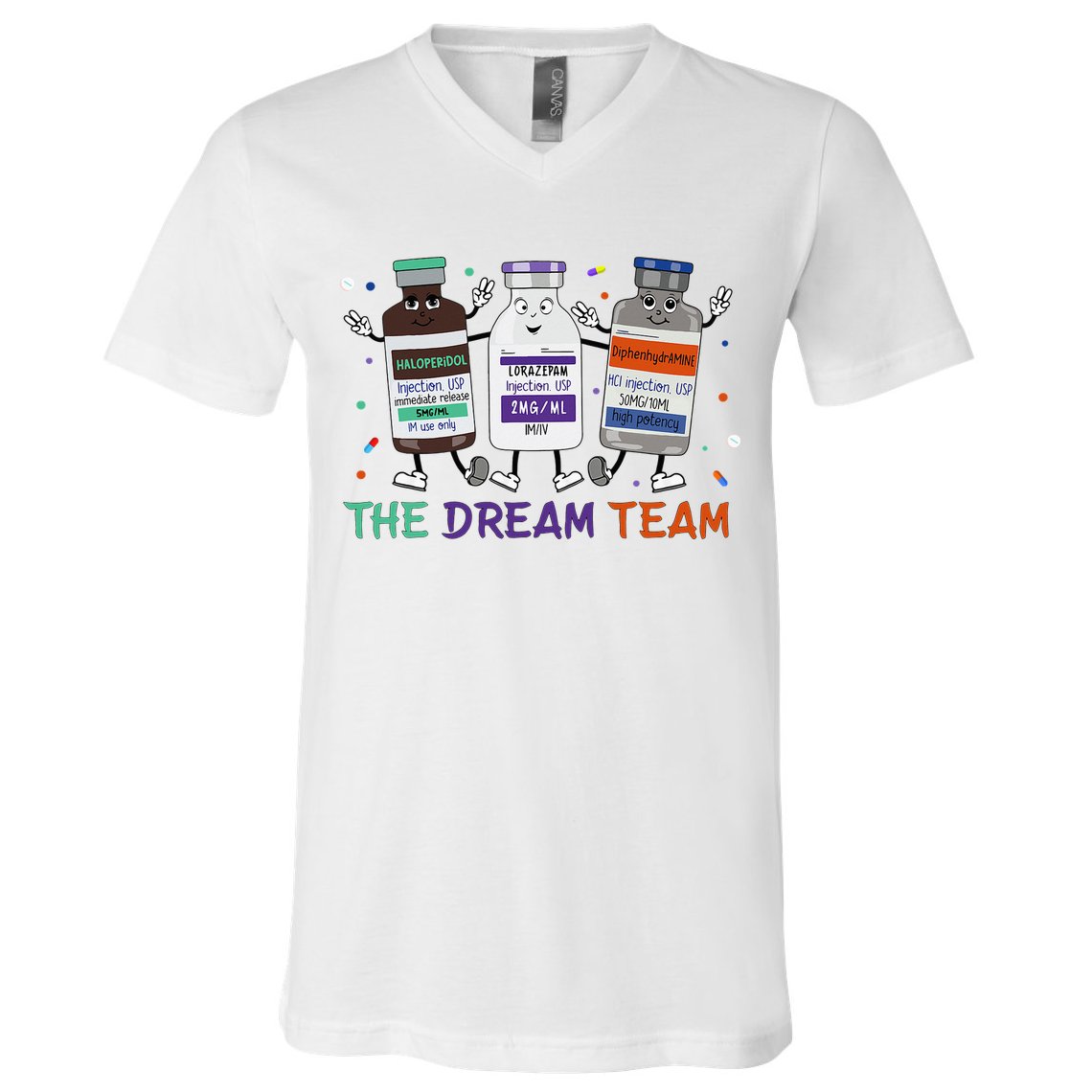 The Dream Team Retro Groovy B52 Nurse Medical Nursing Psych V-Neck T-Shirt