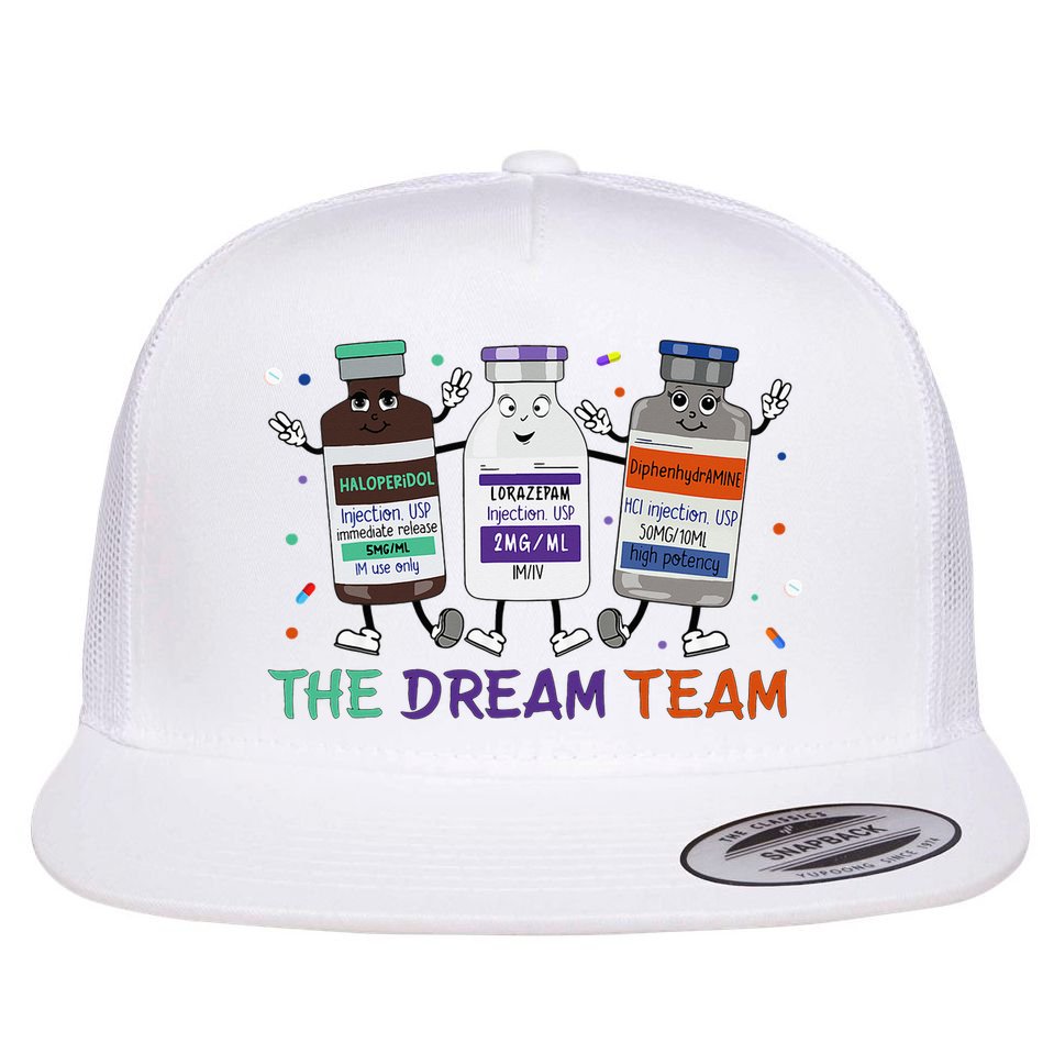 The Dream Team Retro Groovy B52 Nurse Medical Nursing Psych Flat Bill Trucker Hat