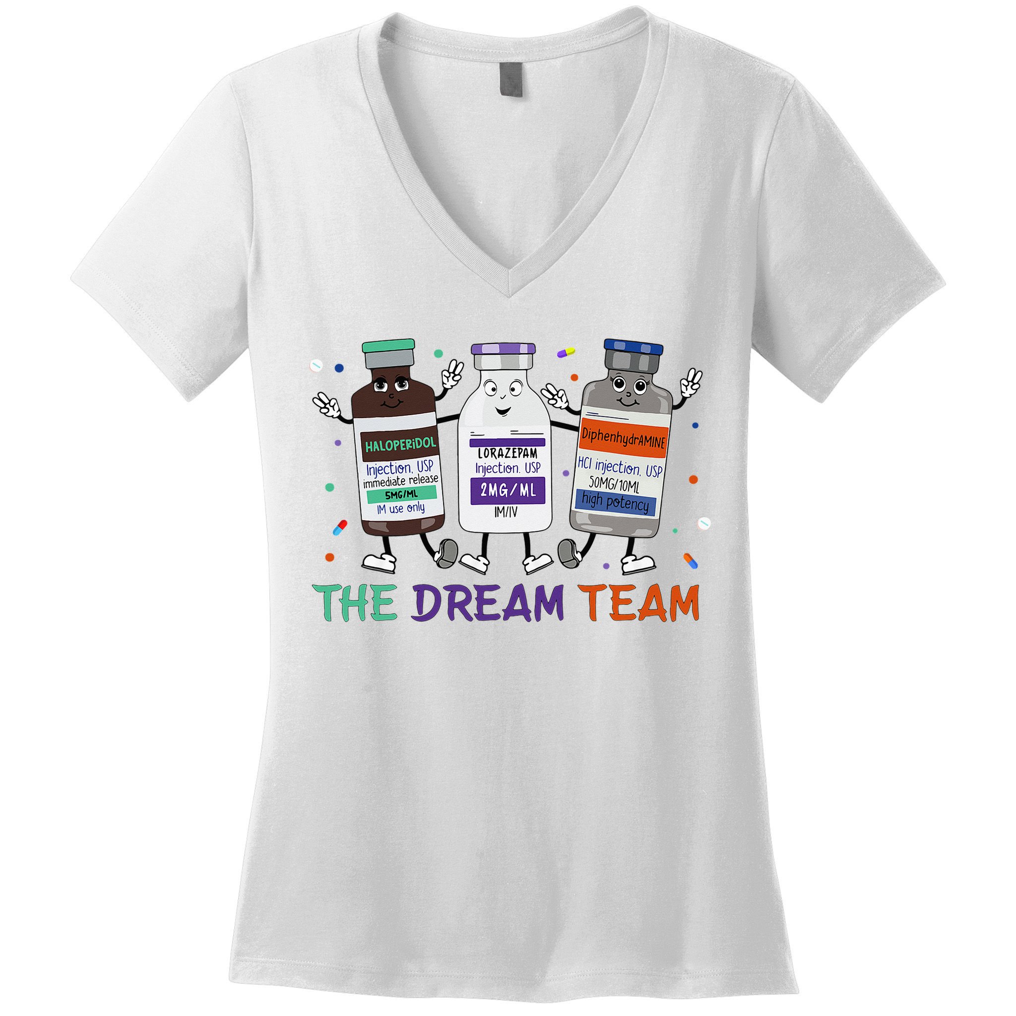 The Dream Team Retro Groovy B52 Nurse Medical Nursing Psych Women's V-Neck T-Shirt