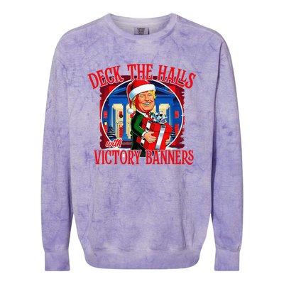 Trump Deck The Halls With Victory Banners Colorblast Crewneck Sweatshirt