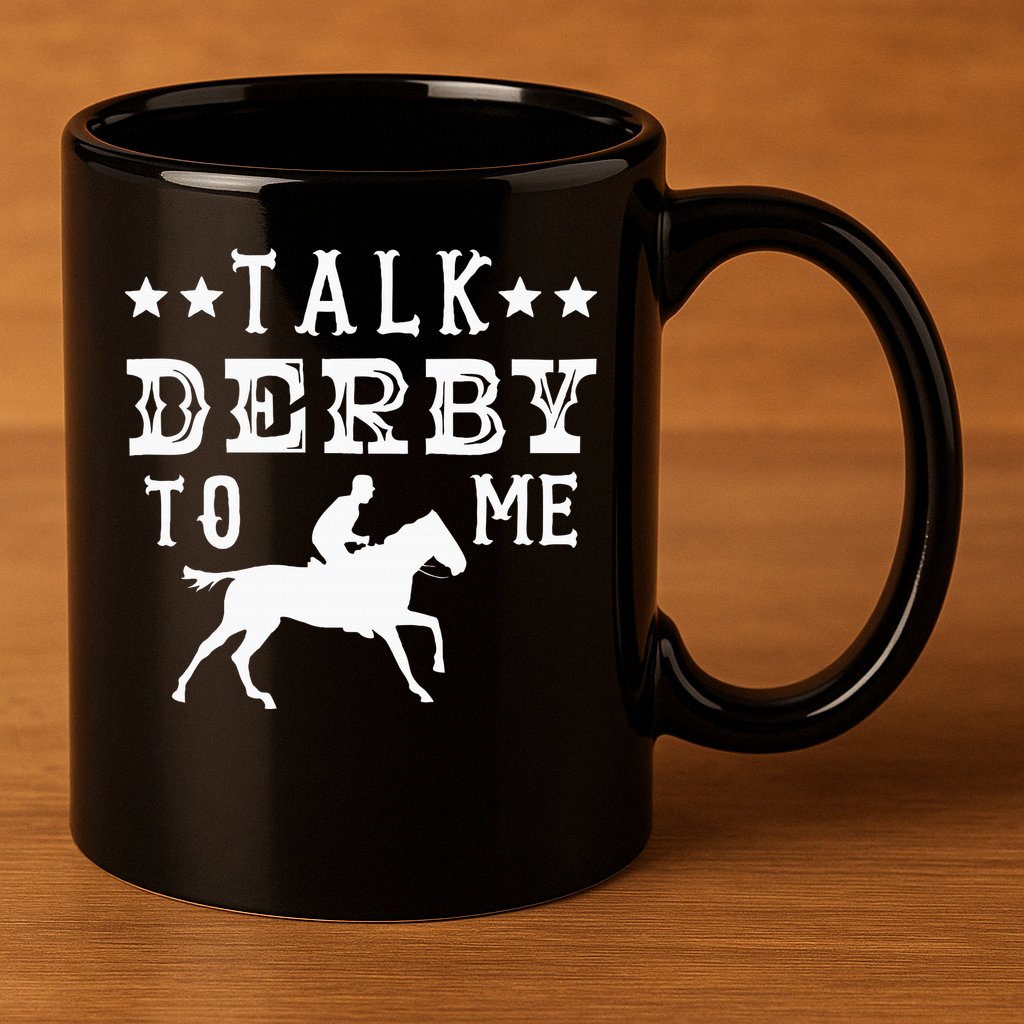 Talk Derby To Me Horse Racing Track Betting Gambling 11oz C Handle Ceramic Mug