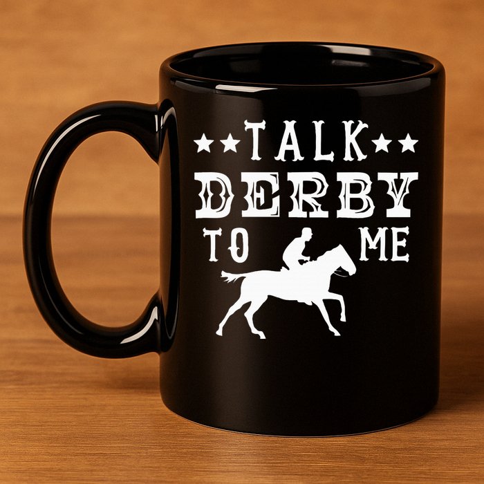 Talk Derby To Me Horse Racing Track Betting Gambling 11oz C Handle Ceramic Mug