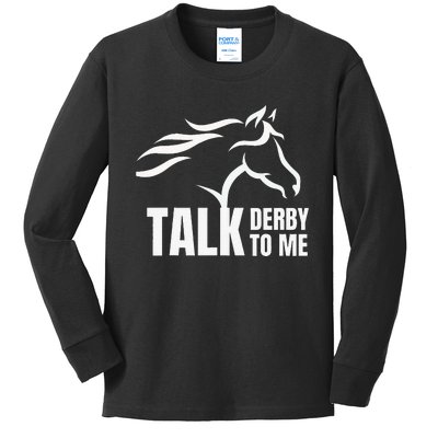 Talk Derby To Me Funny Horse Racing Kids Long Sleeve Shirt