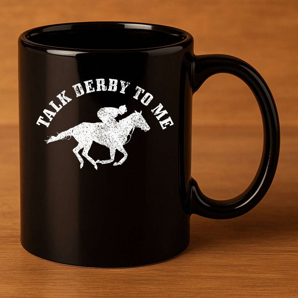 Talk Derby To Me Horse Racing Funny Gift 11oz C Handle Ceramic Mug