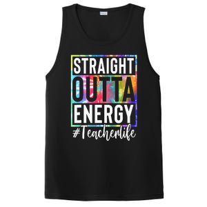 tie dye Teacher Straight Outta Energy Teacher Life PosiCharge Competitor Tank