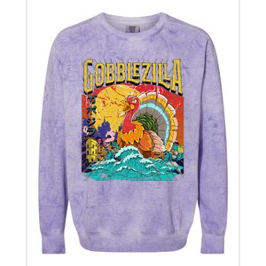 Turkey Day Thanksgiving Gobblezilla Colorblast Crewneck Sweatshirt