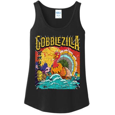 Turkey Day Thanksgiving Gobblezilla Ladies Essential Tank