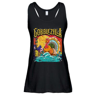 Turkey Day Thanksgiving Gobblezilla Ladies Essential Flowy Tank