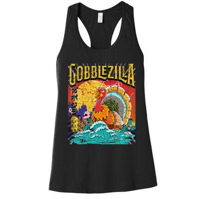 Turkey Day Thanksgiving Gobblezilla Women's Racerback Tank