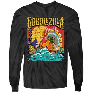 Turkey Day Thanksgiving Gobblezilla Tie-Dye Long Sleeve Shirt