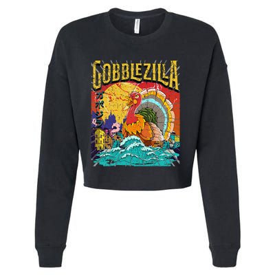 Turkey Day Thanksgiving Gobblezilla Cropped Pullover Crew