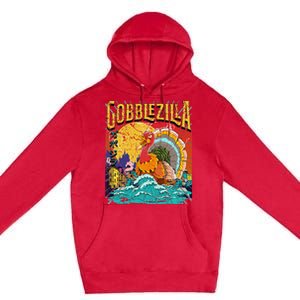 Turkey Day Thanksgiving Gobblezilla Premium Pullover Hoodie