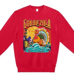 Turkey Day Thanksgiving Gobblezilla Premium Crewneck Sweatshirt